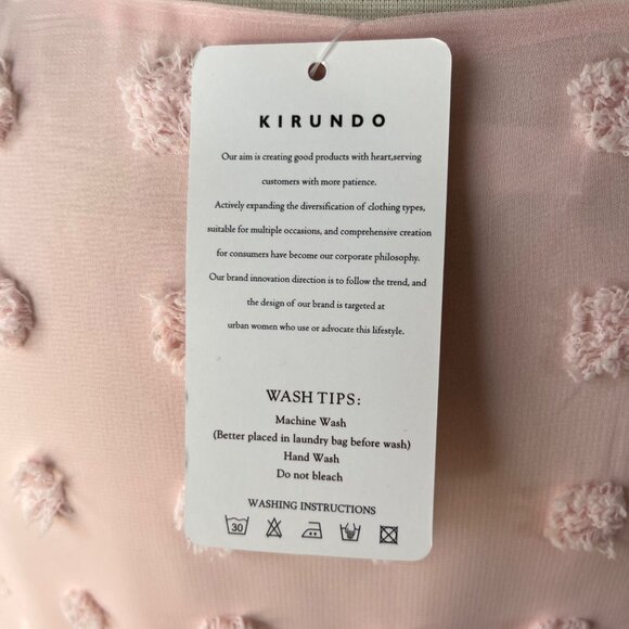 Kirundo Dress Large Pink Pom Texture Fit and Flair Short Sleeves New - Picture 7 of 8